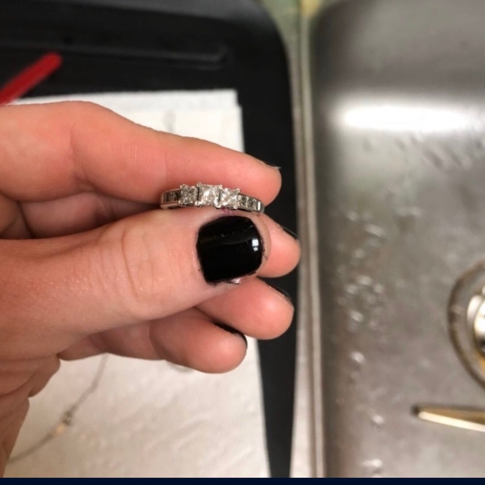 Three stone diamond engagement ring. Size 7